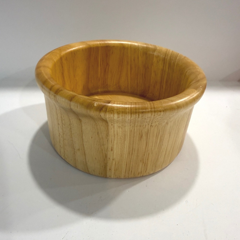 Vintage Solid Wood Serving Bowl 6" Natural Hardwood Salad Snack Rustic Kitchen